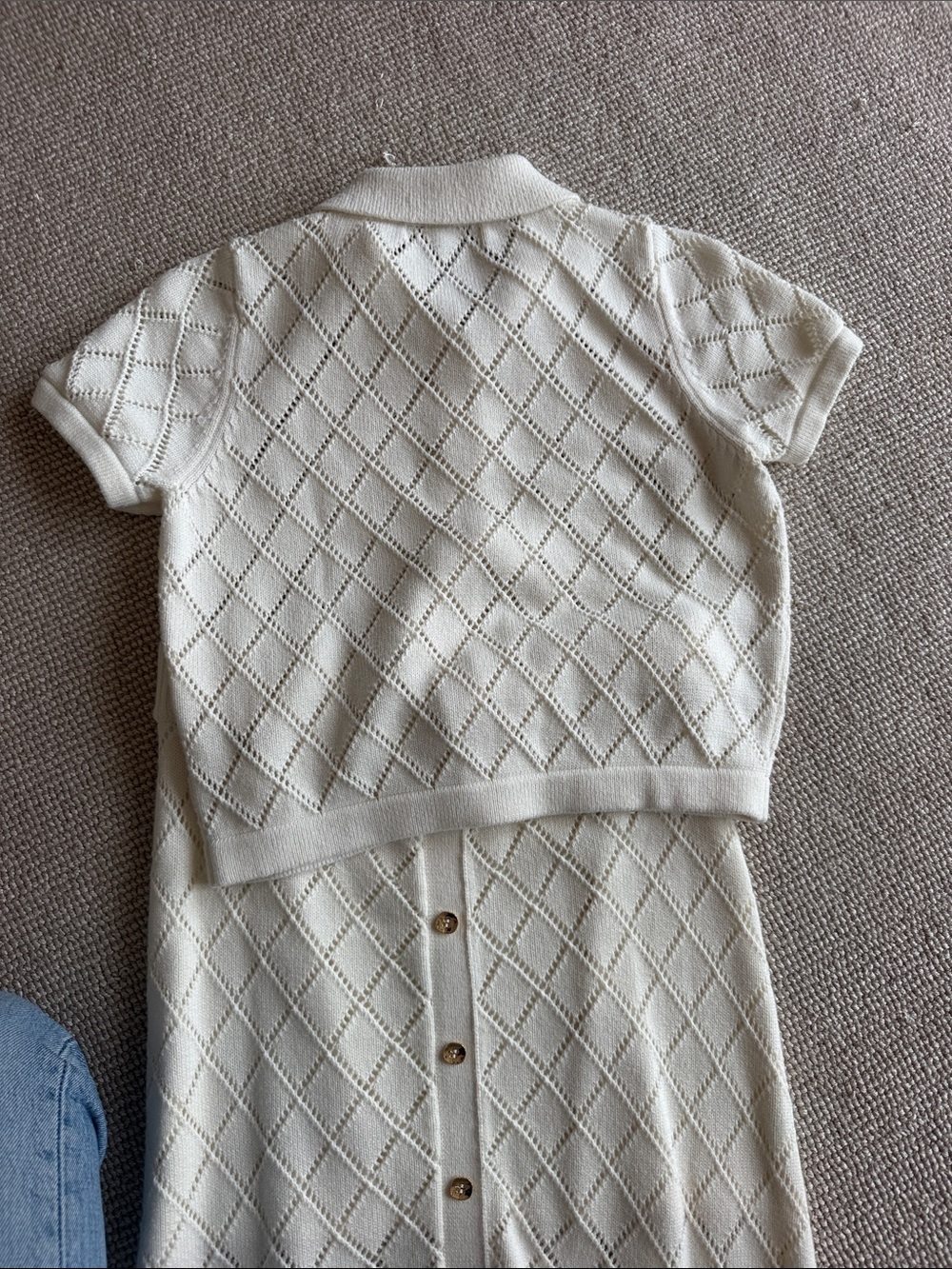 Cream Knit Button-Front Skirt Set - Picture 5 of 5